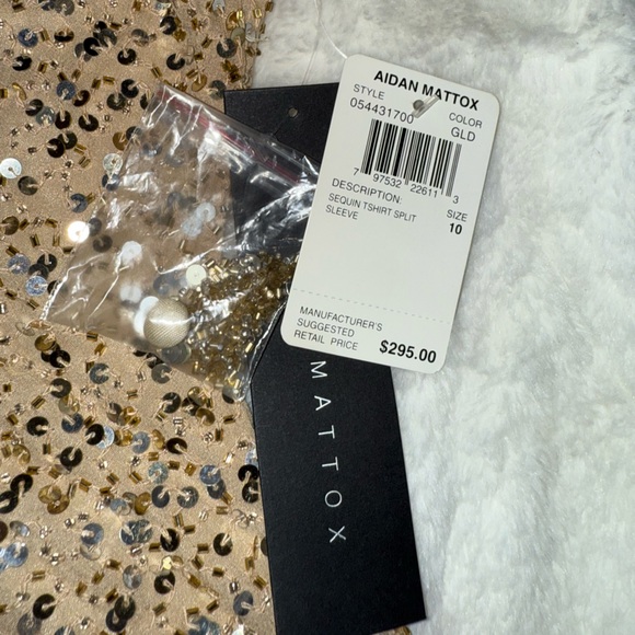 NWT Aidan Mattox Gold Sequin Mini Dress 100% Silk Size 10 - Picture 11 of 12